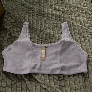 SKIMS NWT lace pointelle scoop neck bralette size 3x lavender